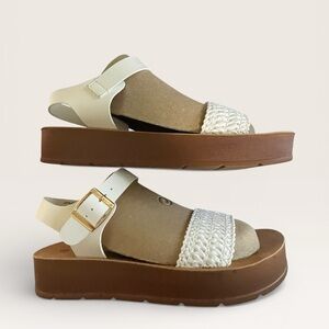 CL by Laundry White Wedge Sandals Size 9.5 Shoes